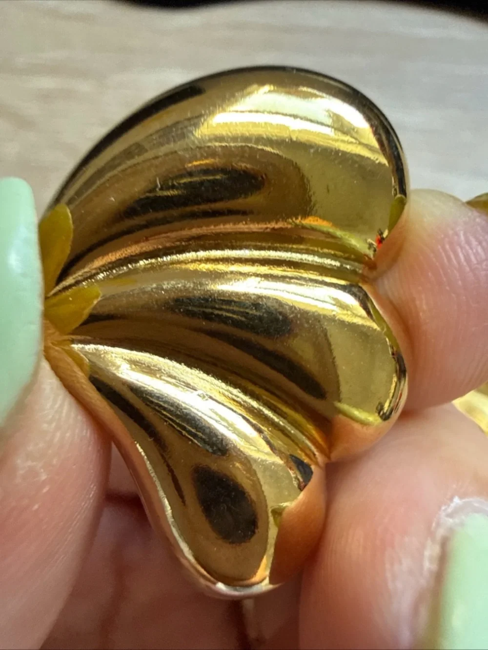 Chunky Gold‎ Wings Earrings 1